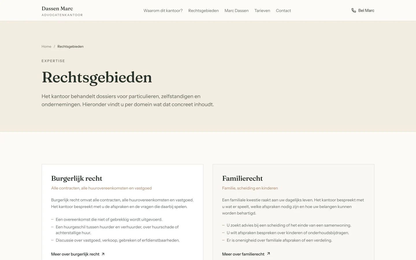 Marc Dassen — overzicht van de rechtsgebieden