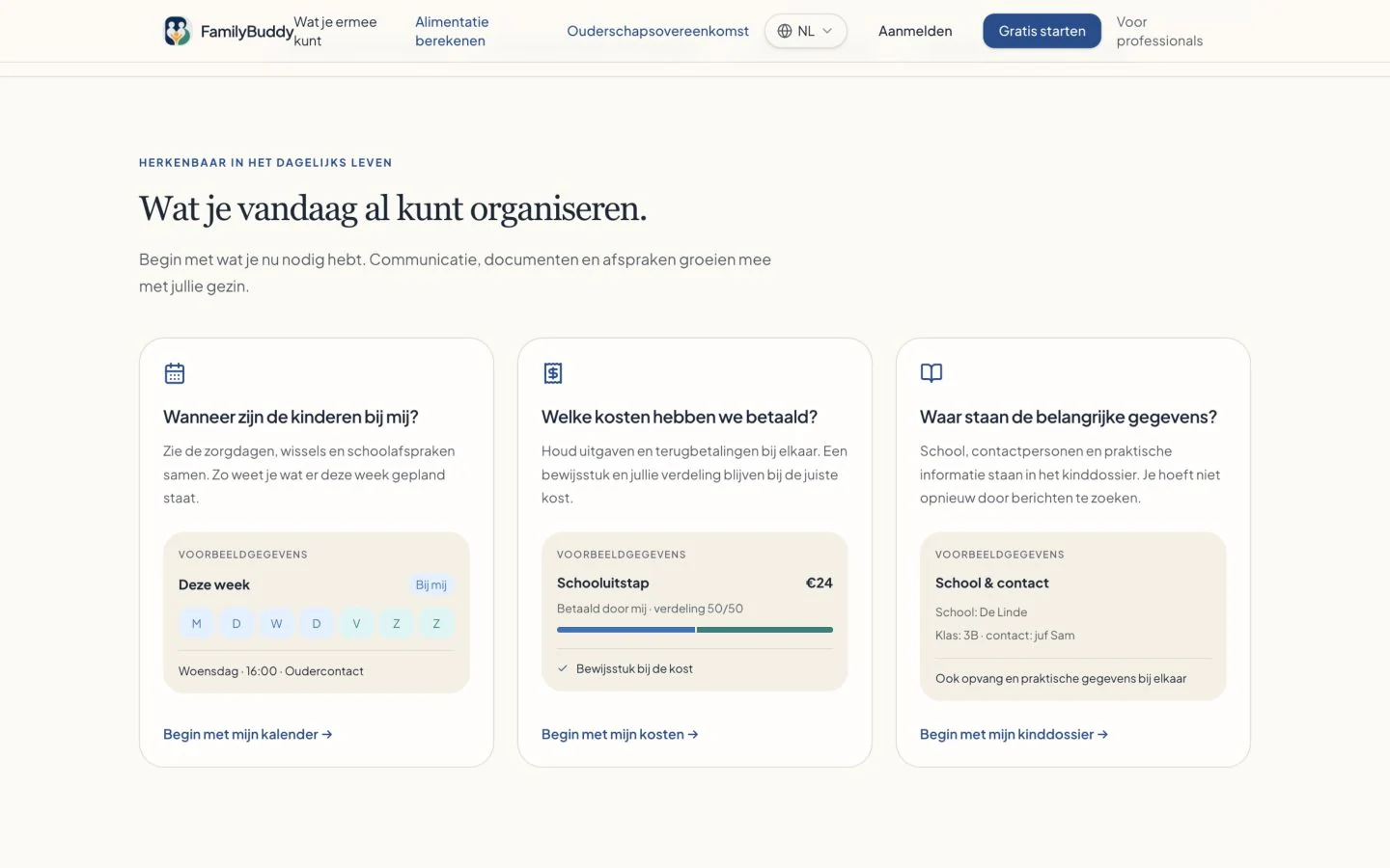 FamilyBuddy — overzicht van planning, kosten en het kinddossier
