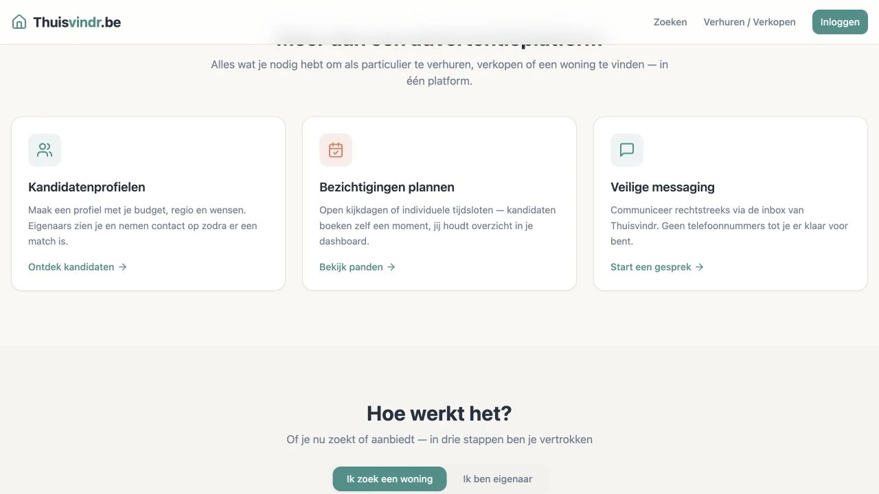 Thuisvindr — overzicht van kandidatenprofielen, bezichtigingen en berichten